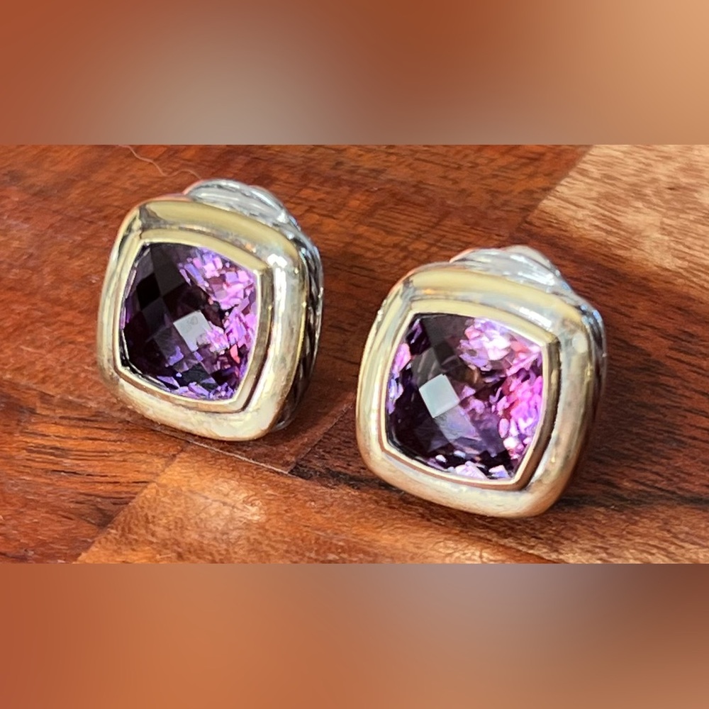 David Yurman 18k Gold & Sterling Silver Amethyst Earrings